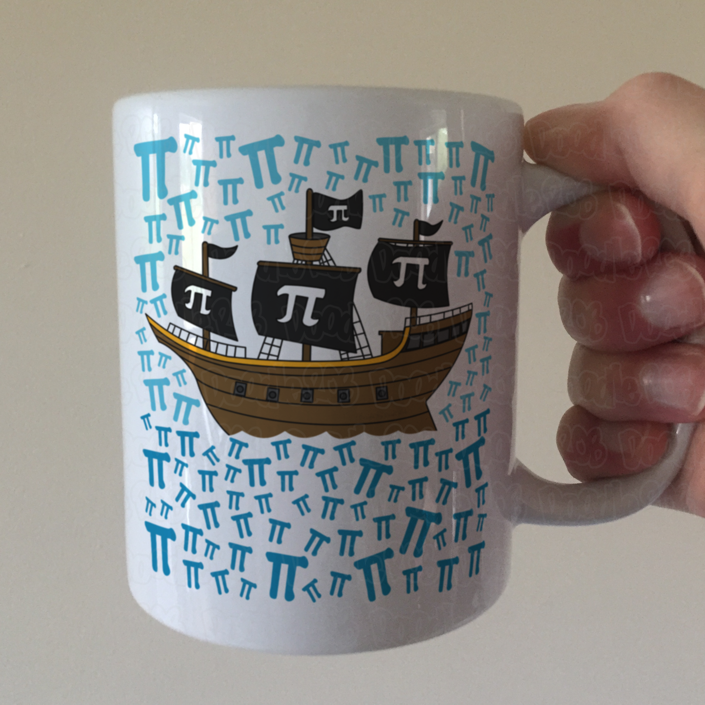 Maths Teacher Mug - Pi Day Pirate Ship - Funny Mathematician Gift