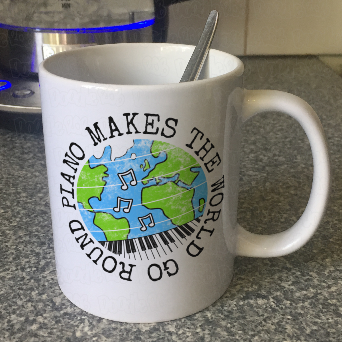 Piano Mug - Piano Makes The World Go Round - Pianist Mug - Gift For Piano Teacher