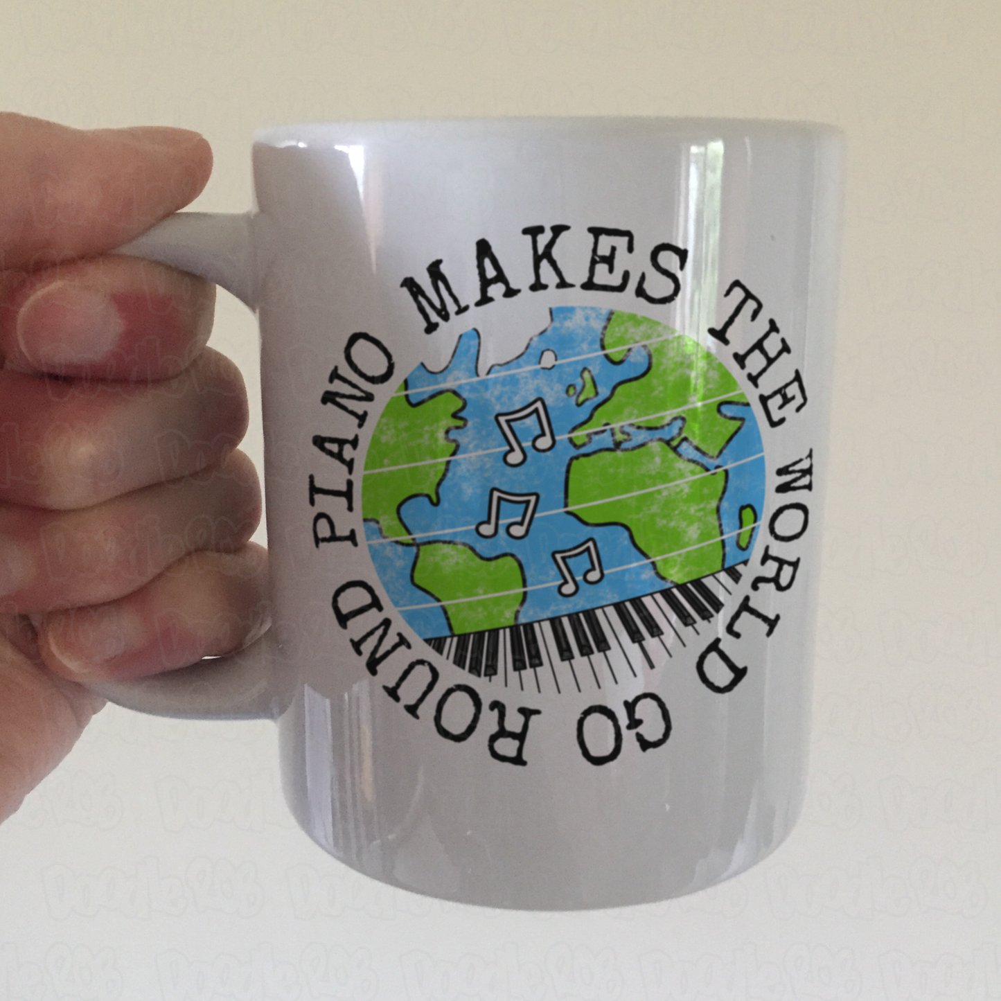 Piano Mug - Piano Makes The World Go Round - Pianist Mug - Gift For Piano Teacher