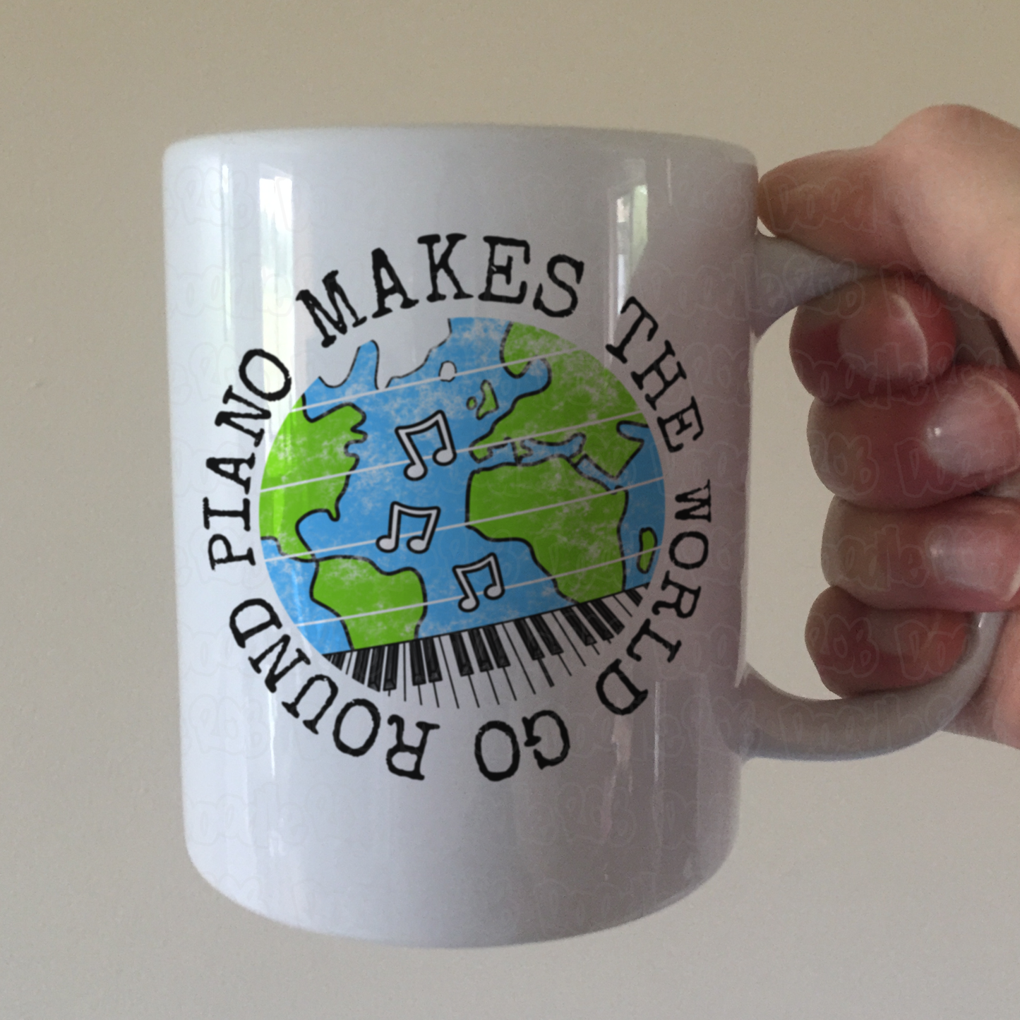 Piano Mug - Piano Makes The World Go Round - Pianist Mug - Gift For Piano Teacher