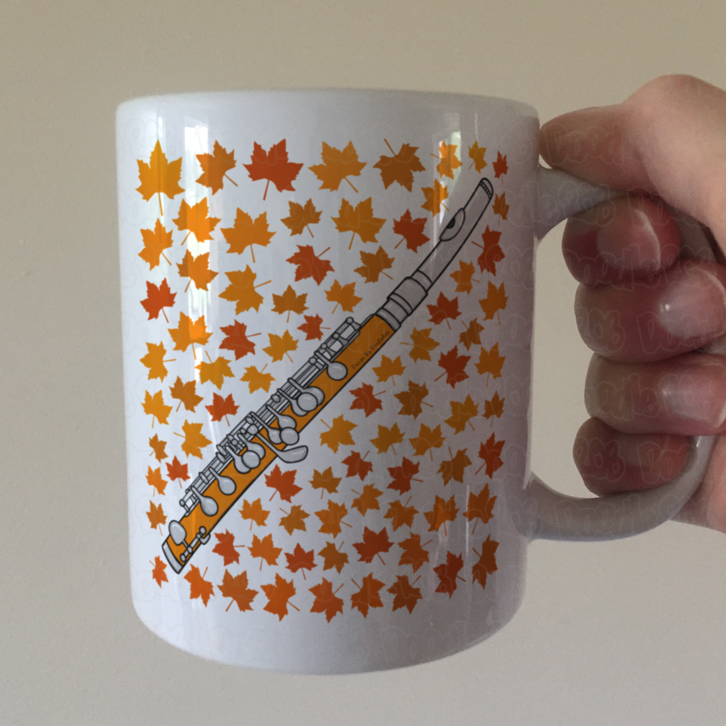 Autumn Piccolo Mug (Leaves) - Gift For Piccoloist - Woodwind Musician Gift For Fall or Thanksgiving