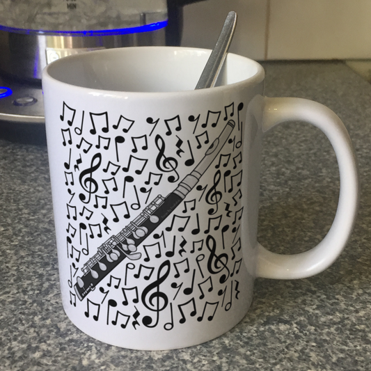 Piccolo Musical Notes Mug - Gift For Piccoloist - Woodwind Musician Orchestra Gift