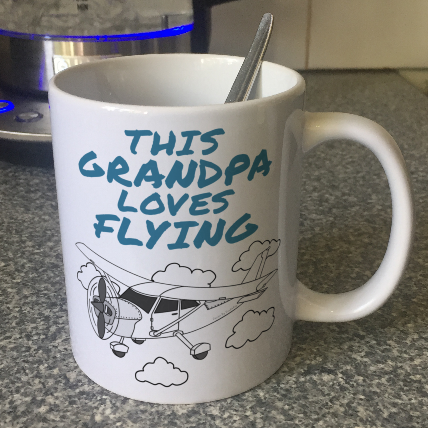 Propeller Plane Father's Day Mug - This Grandpa Loves Flying - Pilot Aviation Enthusiast Gift
