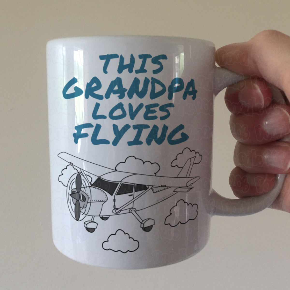 Propeller Plane Father's Day Mug - This Grandpa Loves Flying - Pilot Aviation Enthusiast Gift