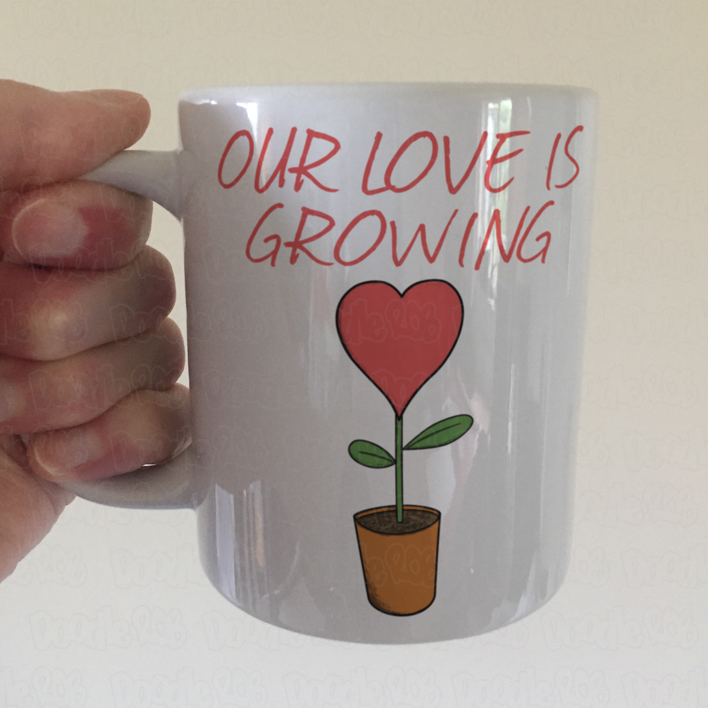 Romantic Gardening Mug - Our Love Is Growing - Gardener Valentines Anniversary Gift