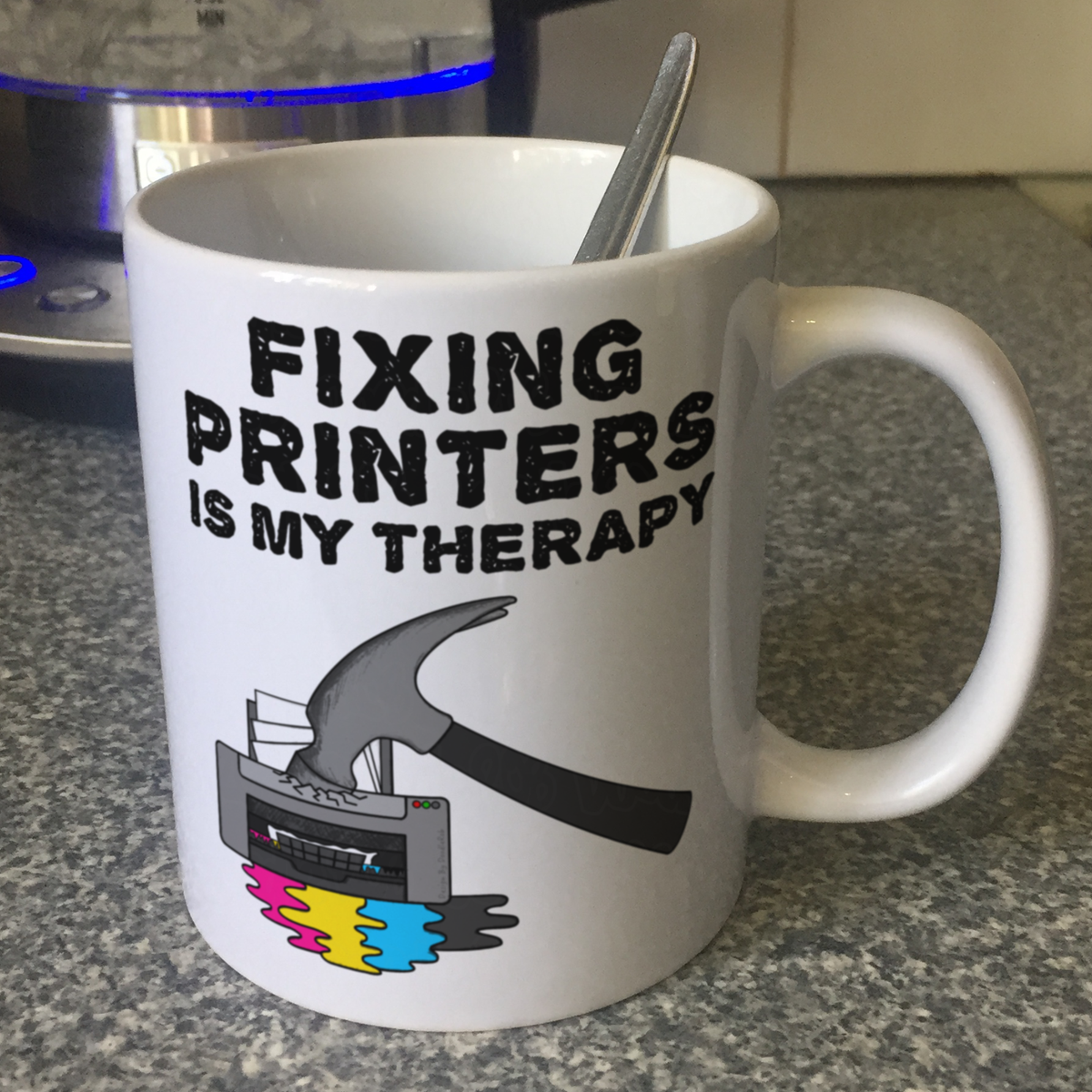 Funny Printer Mug - Fixing Printers Is My Therapy - IT Technician Gift - Sarcastic Office Mug