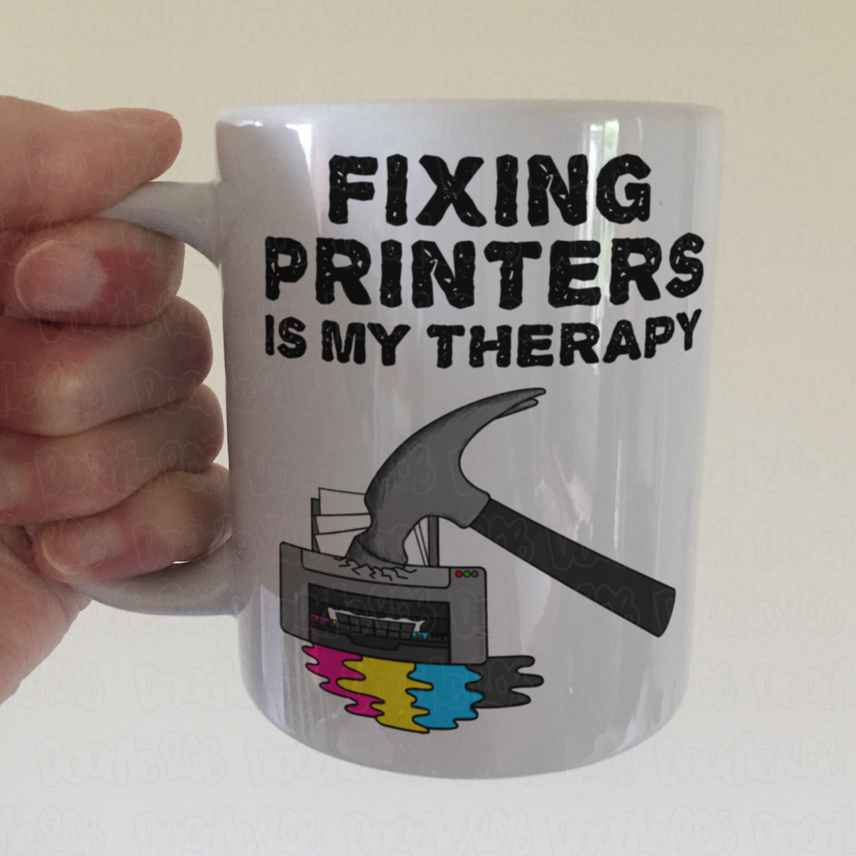 Funny Printer Mug - Fixing Printers Is My Therapy - IT Technician Gift - Sarcastic Office Mug