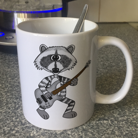 Raccoon Bass Guitar Mug - Funny Gift For Bassist - Musician Gift For Animal Lovers