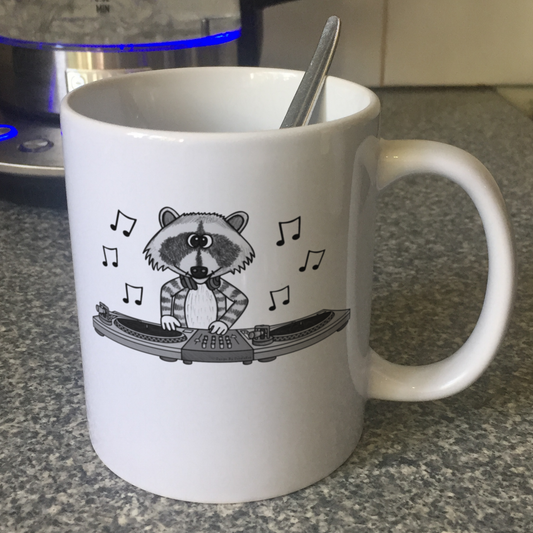 Raccoon DJ Mug - Gift For Music Producer - Funny Musician Mug For Animal Lover