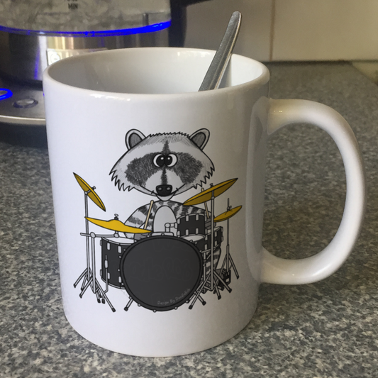 Raccoon Playing Drums Mug - Funny Gift For Drummer - Musician Gift For Animal Lovers