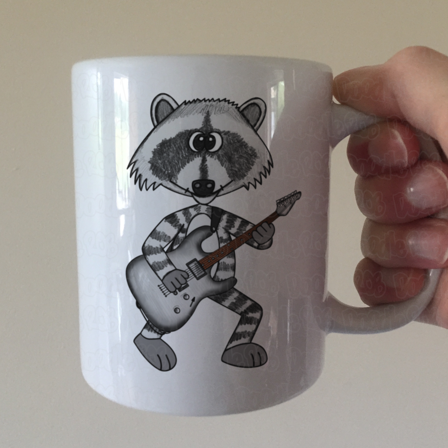 Raccoon Playing Electric Guitar Mug - Funny Electric Guitarist Mug - Music Gift For Animal Lovers