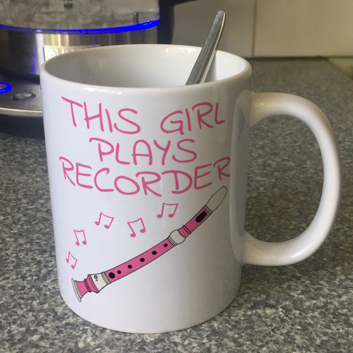 Girl's Recorder Mug - This Girl Plays Recorder - Female Woodwind Musician Gift
