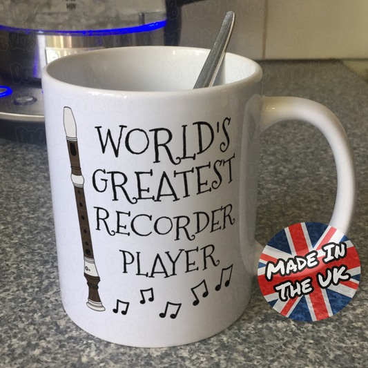 Recorder Player Mug - World's Greatest Recorder Player - Music Teacher Gift
