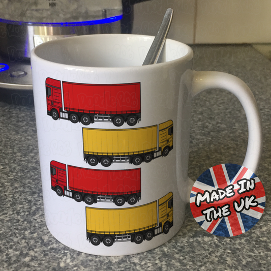 Funny Lorry Driver Mug - Red Lorry, Yellow Lorry - Truck Driver Gift - Delivery Driver Mug