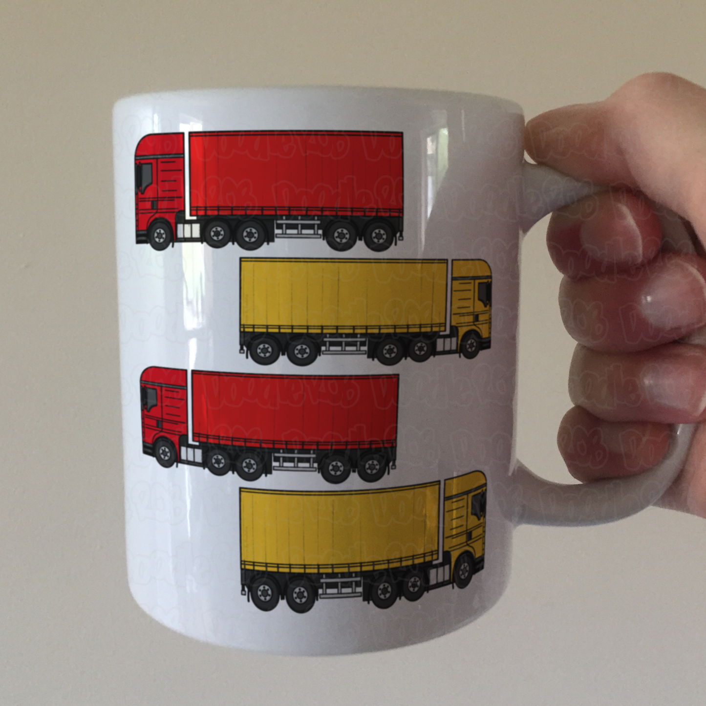 Funny Lorry Driver Mug - Red Lorry, Yellow Lorry - Truck Driver Gift - Delivery Driver Mug