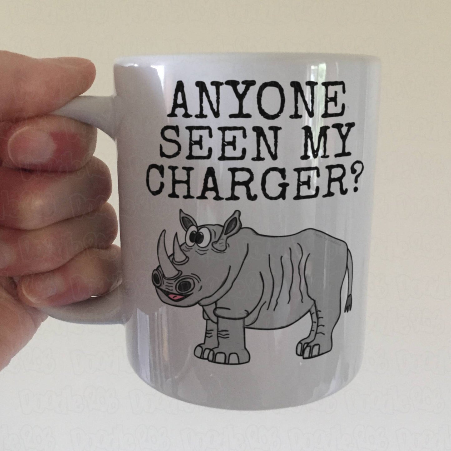 Funny Rhino Mug - Anyone Seen My Charger? - Gift For Teenager - Animal Lover Gift