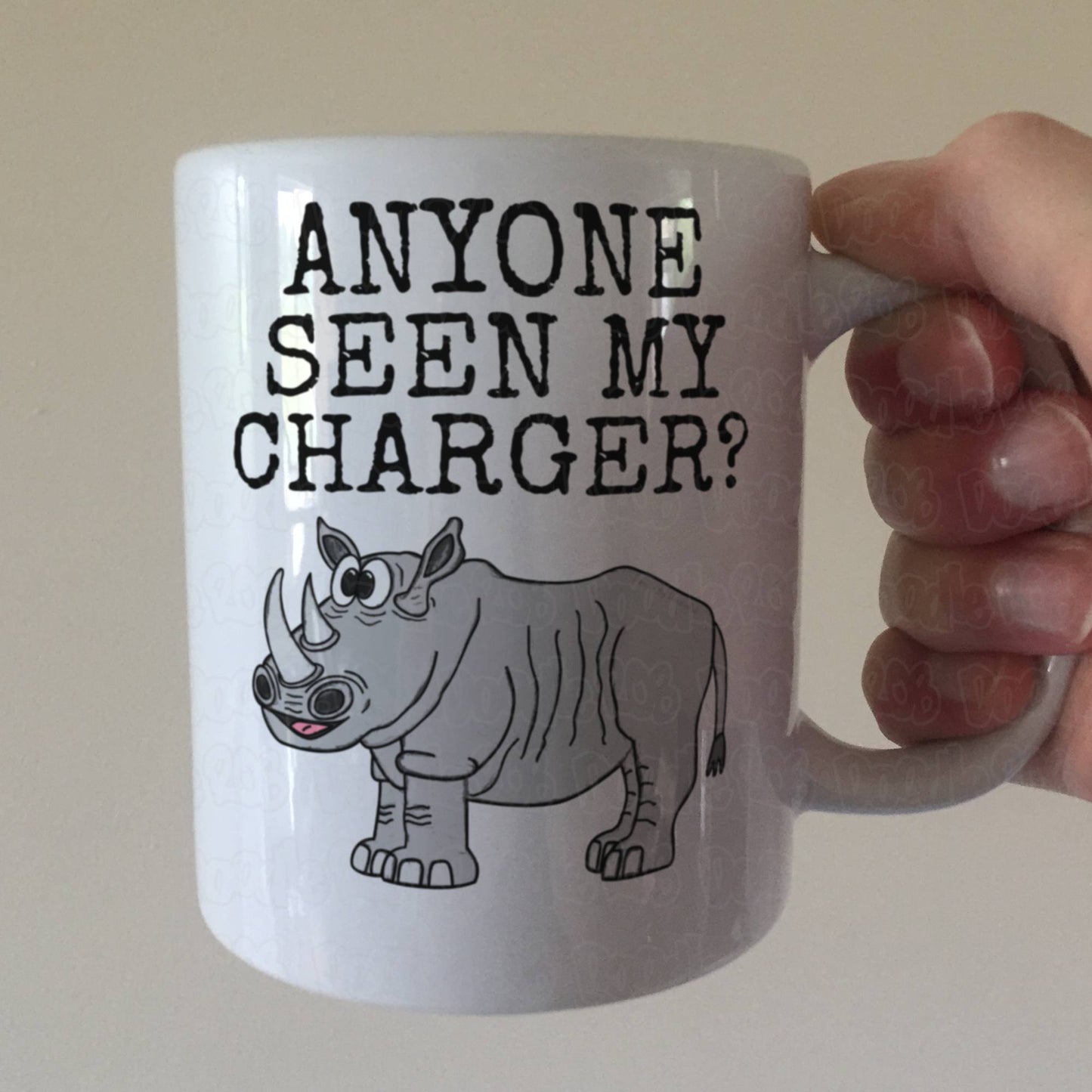 Funny Rhino Mug - Anyone Seen My Charger? - Gift For Teenager - Animal Lover Gift