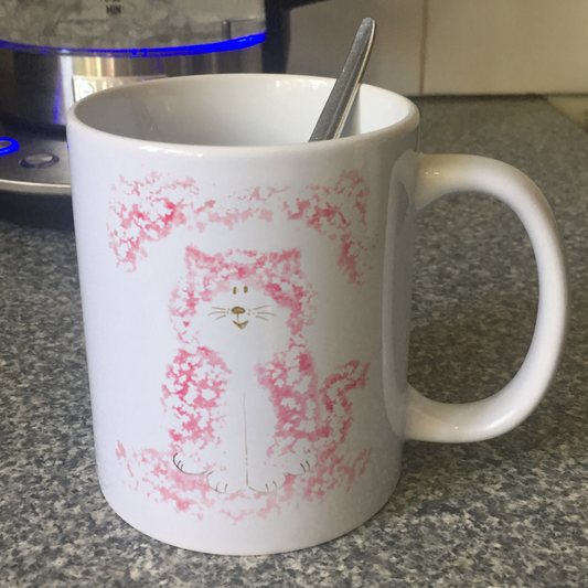 Floral Cat Mug - Cherry Blossom Cat Gift For Her