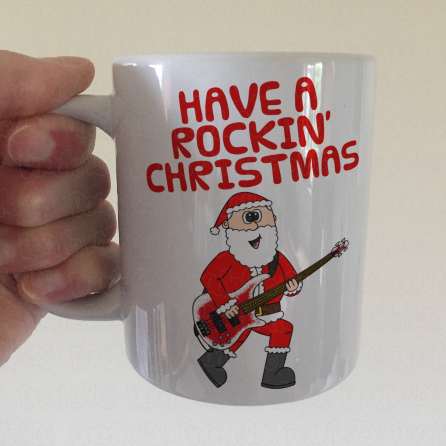 Bass Guitarist Christmas Mug - Santa Playing Bass Guitar - Bassist Xmas Gift