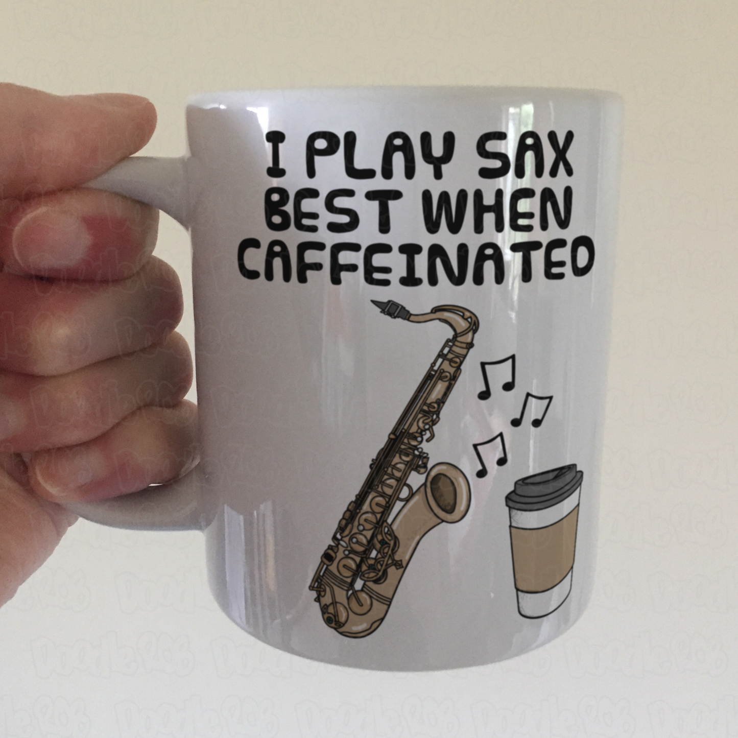 Saxophone Coffee Mug - I Play Sax Best When Caffeinated - Saxophonist Musician Gift