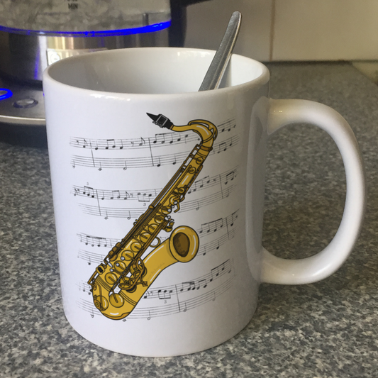 Saxophone Music Notation Mug (Colour) - Saxophonist Mug - Sax Player Gift