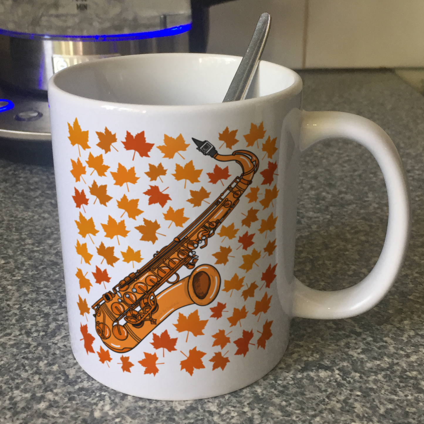 Autumn Saxophone Mug (Leaves) - Saxophonist Mug - Sax Player - Gift For Fall or Thanksgiving