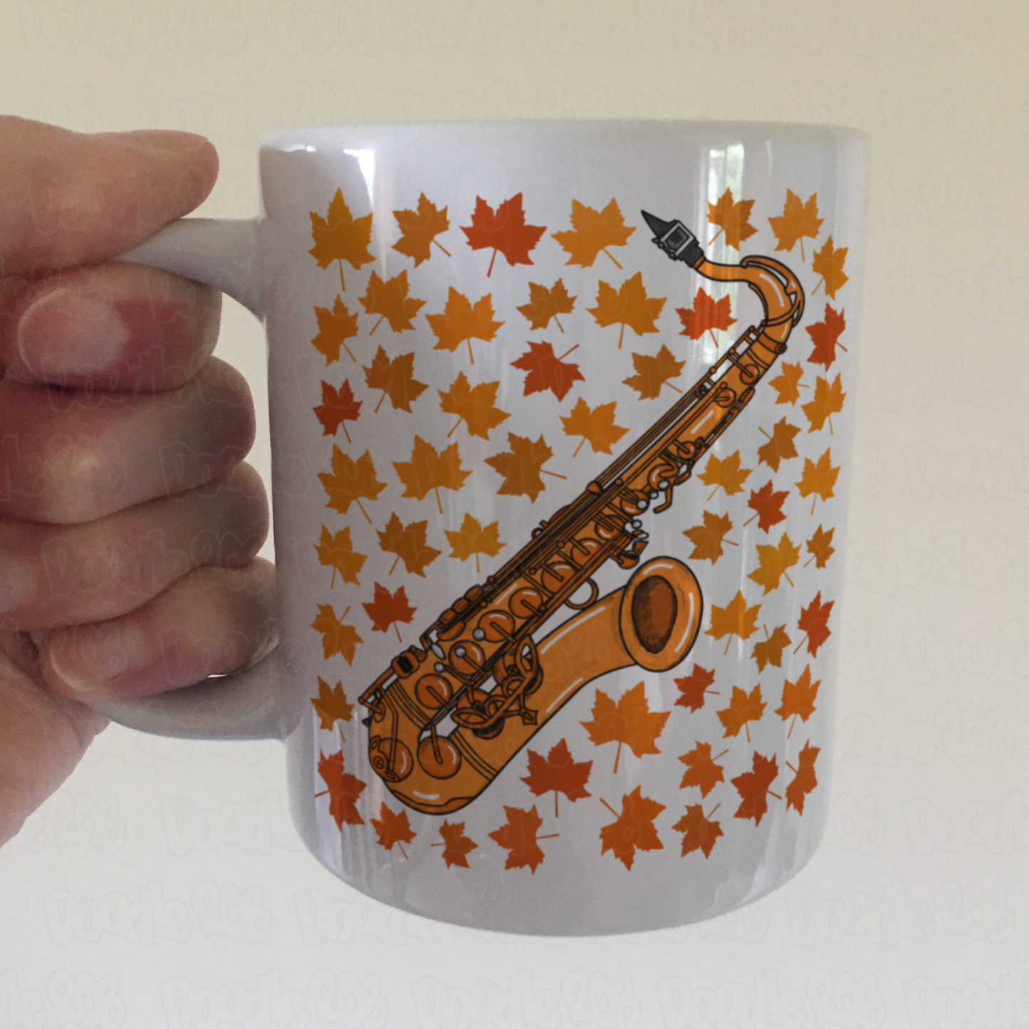 Autumn Saxophone Mug (Leaves) - Saxophonist Mug - Sax Player - Gift For Fall or Thanksgiving