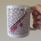 Saxophone Floral Mug (Pink Flowers) - Female Saxophonist - Woodwind Musician Gift For Girl