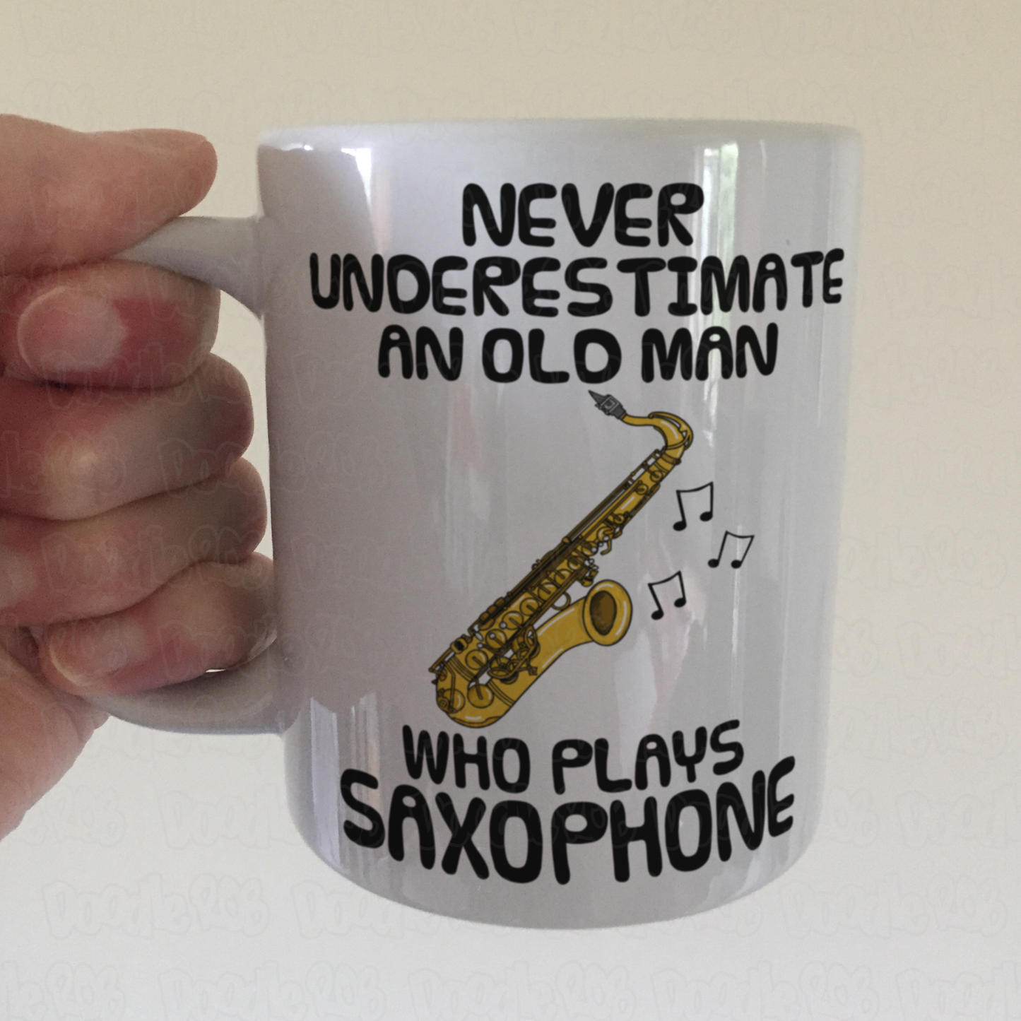 Funny Saxophone Mug - Never Underestimate An Old Man Who Plays Sax - Saxophonist Musician Gift For Him