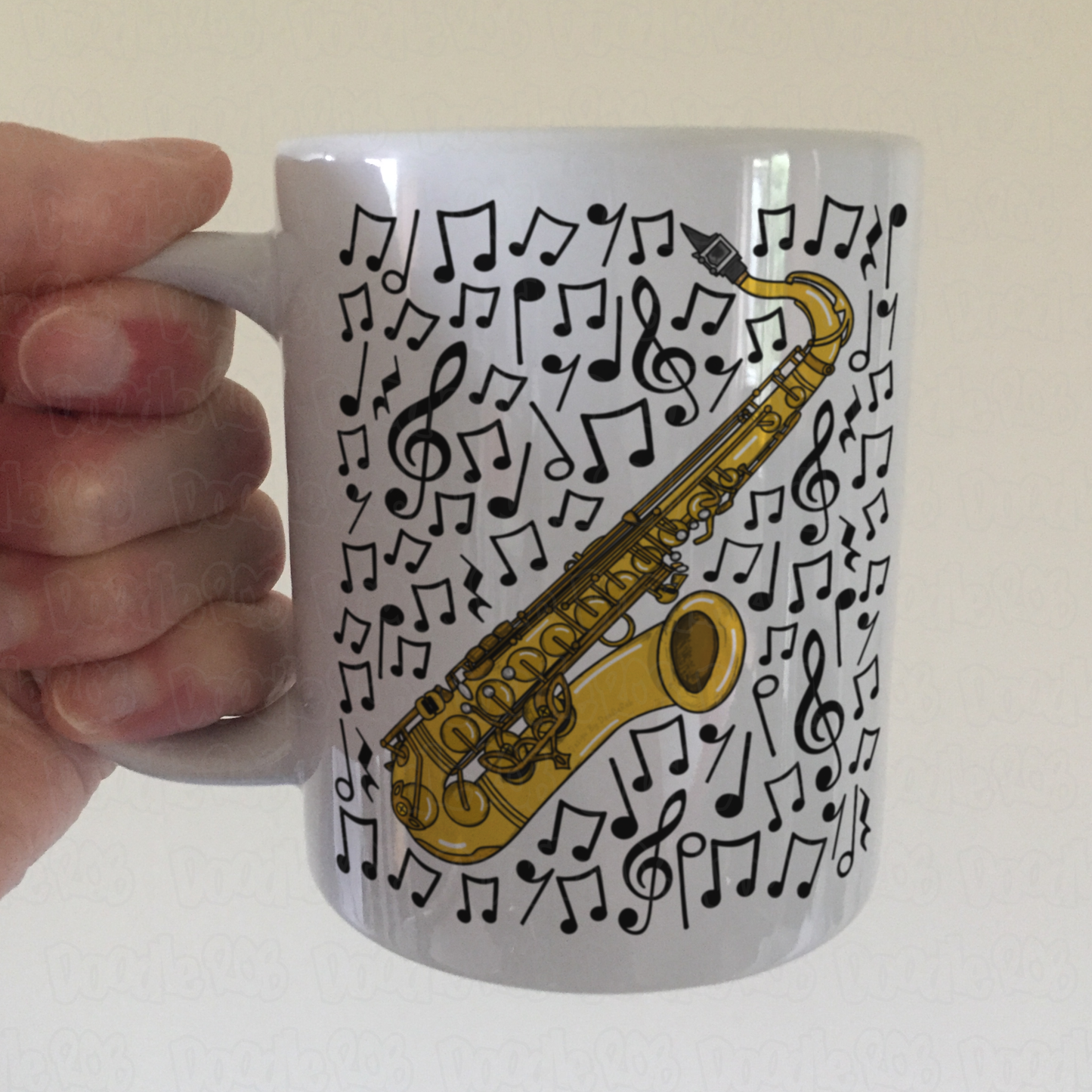 Saxophone Musical Notes Mug - Saxophonist Mug - Sax Player - Music Teacher Gift