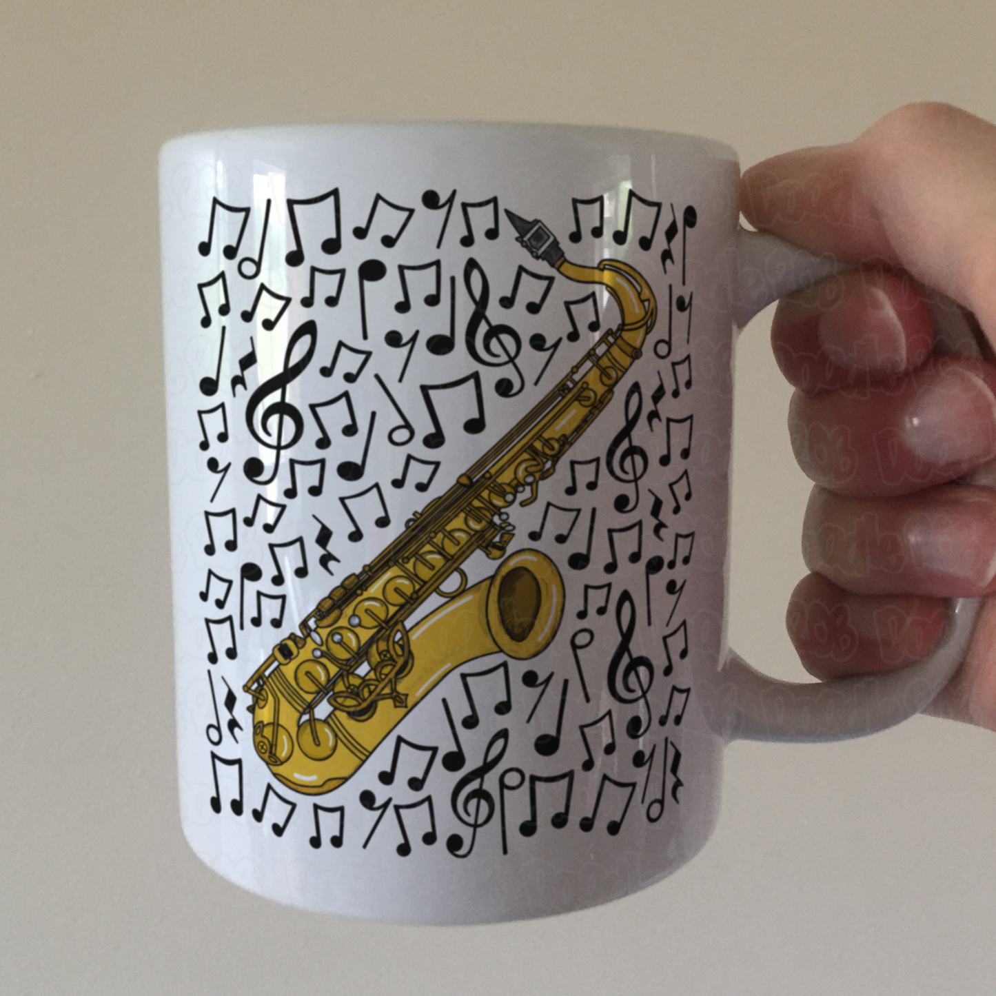 Saxophone Musical Notes Mug - Saxophonist Mug - Sax Player - Music Teacher Gift