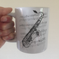 Saxophone Music Notation Mug - Saxophonist Mug - Music Teacher Gift