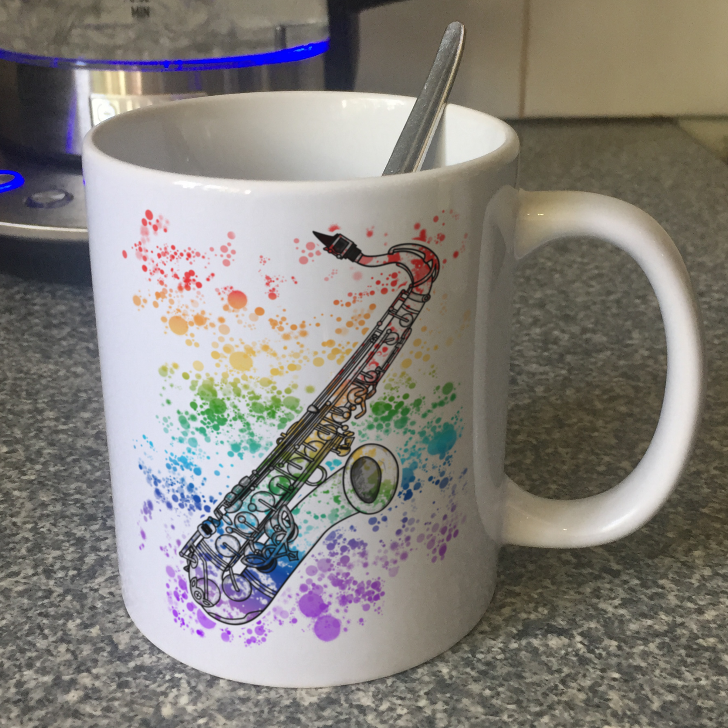 Saxophone Rainbow Mug - Gift For Saxophonist - Sax Player Mug - Woodwind Teacher Gift