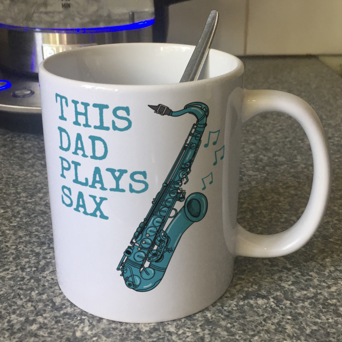 Saxophone Father's Day Mug - This Dad Plays Sax - Saxophonist Musician Gift