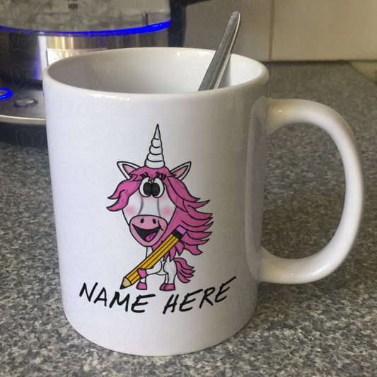 Unicorn School Mug - Personalised Teacher Mug - GCSE Exam Gift - Back To School Gift