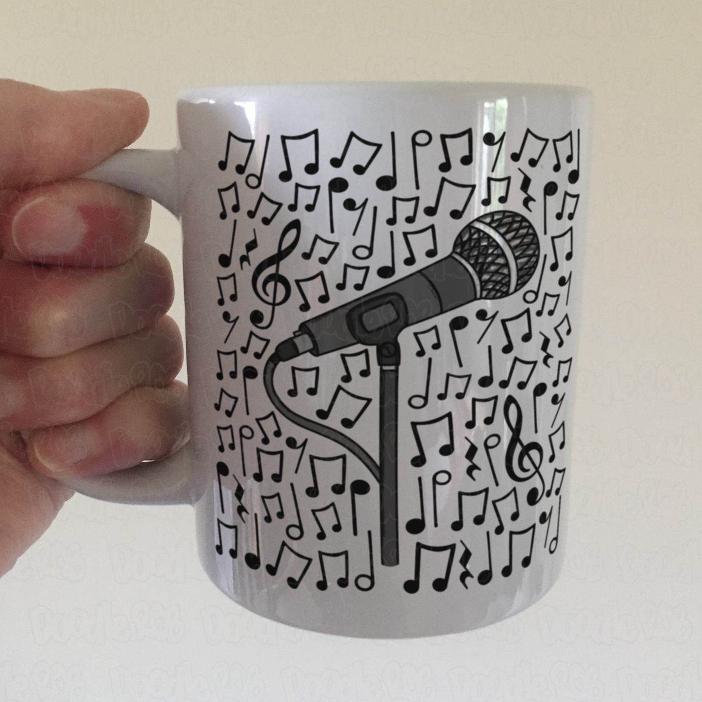 Singer Microphone Musical Notes Mug - Gift For Vocalist - Singing Teacher Mug