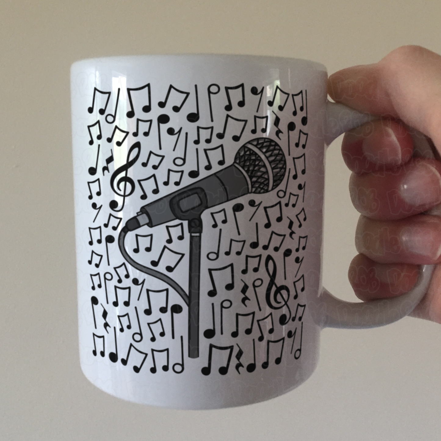 Singer Microphone Musical Notes Mug - Gift For Vocalist - Singing Teacher Mug
