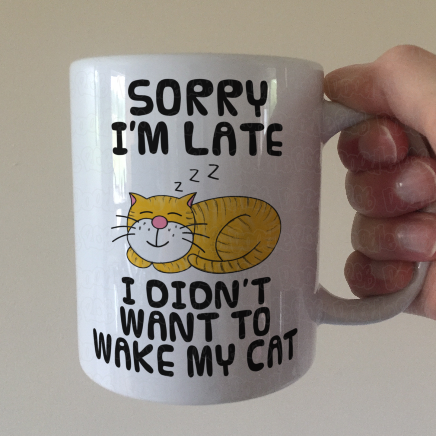 Sleeping Cat Mug - Sorry I'm Late, I Didn't Want To Wake My Cat - Funny Gift For Cat Lover