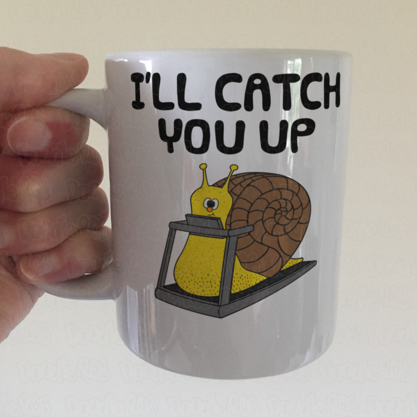 Funny Fitness Mug - Snail On A Treadmill - I'll Catch You Up - Gift For Gym Goer - Personal Trainer Gift