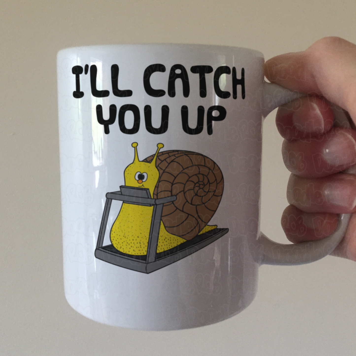Funny Fitness Mug - Snail On A Treadmill - I'll Catch You Up - Gift For Gym Goer - Personal Trainer Gift