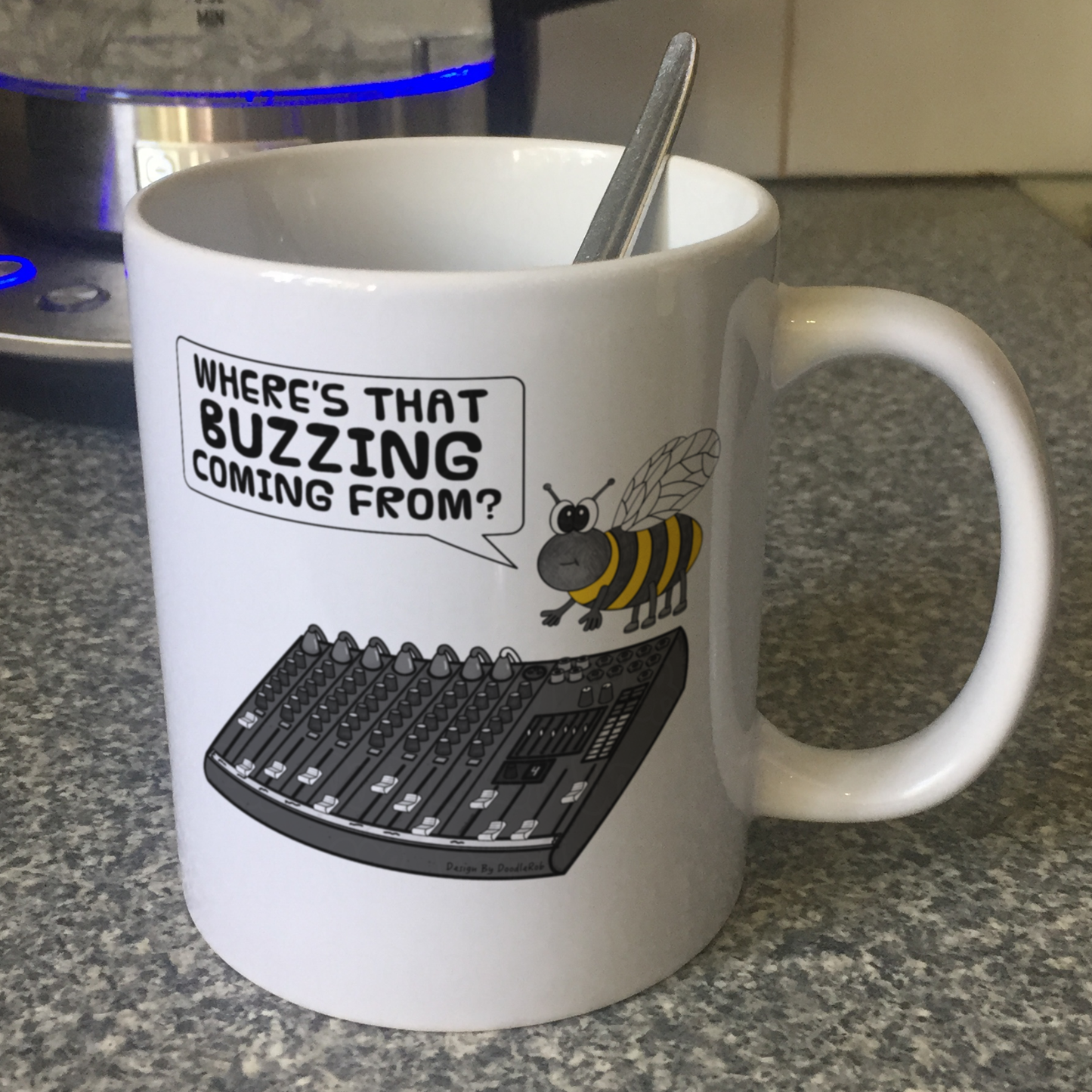 Bee Sound Engineer Mug - Where's That Buzzing Coming From? - Funny Musician Gift