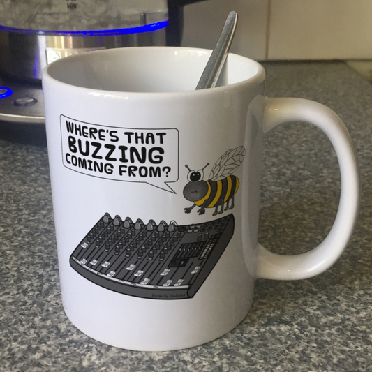 Bee Sound Engineer Mug - Where's That Buzzing Coming From? - Funny Musician Gift