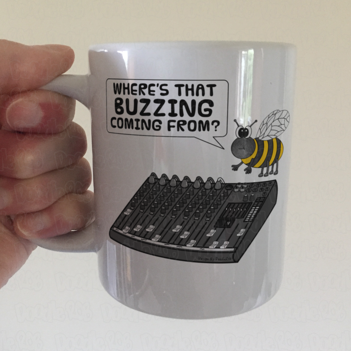 Bee Sound Engineer Mug - Where's That Buzzing Coming From? - Funny Musician Gift