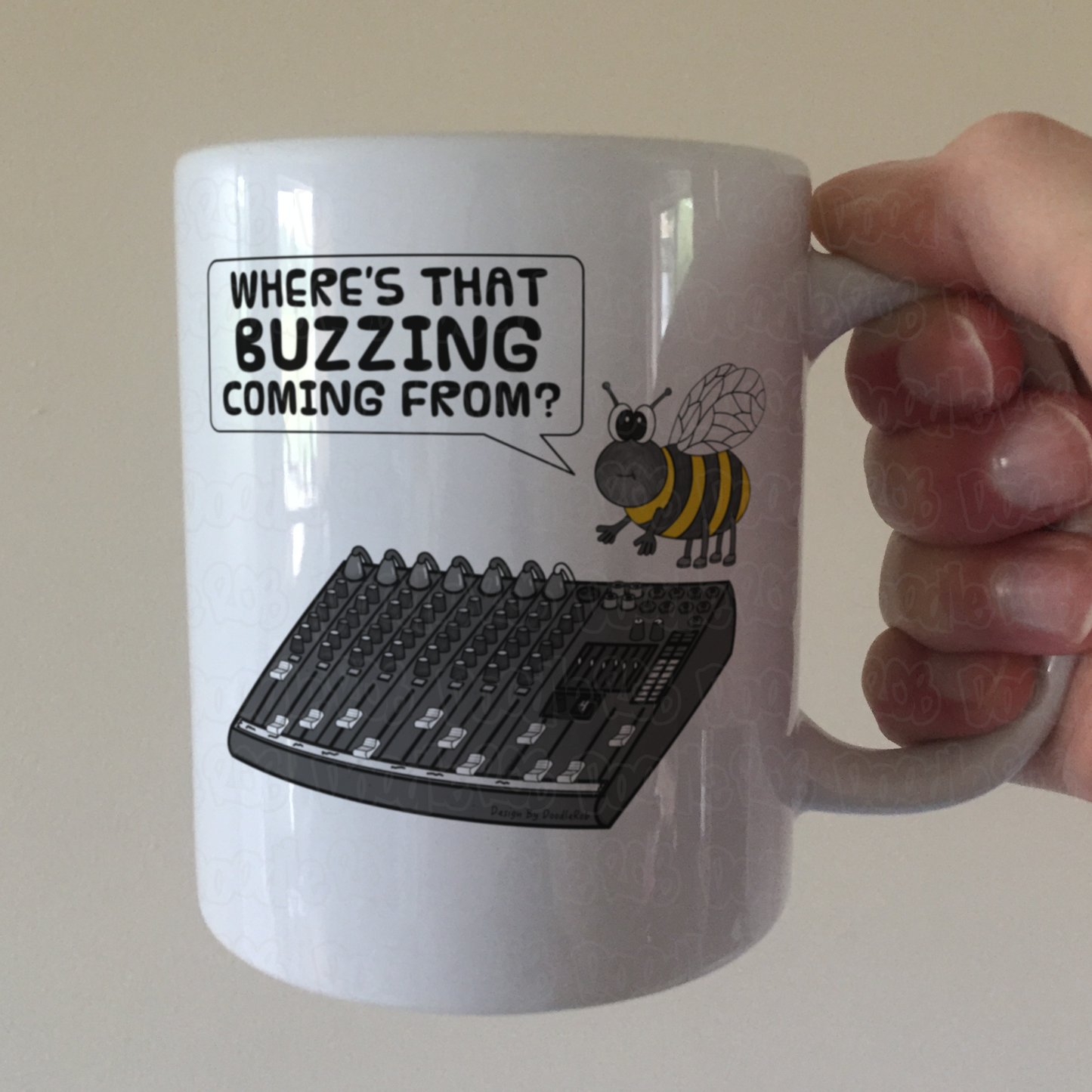 Bee Sound Engineer Mug - Where's That Buzzing Coming From? - Funny Musician Gift