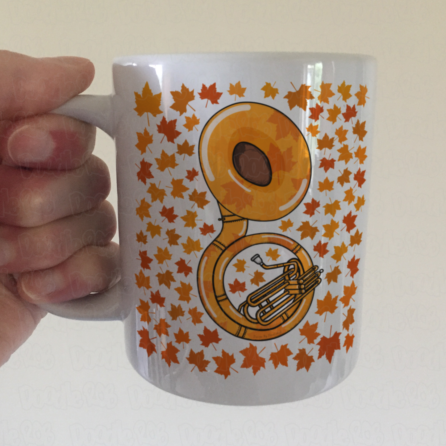 Autumn Sousaphone Mug (Leaves) - Gift For Sousaphonist - Brass Musician Gift For Fall or Thanksgiving