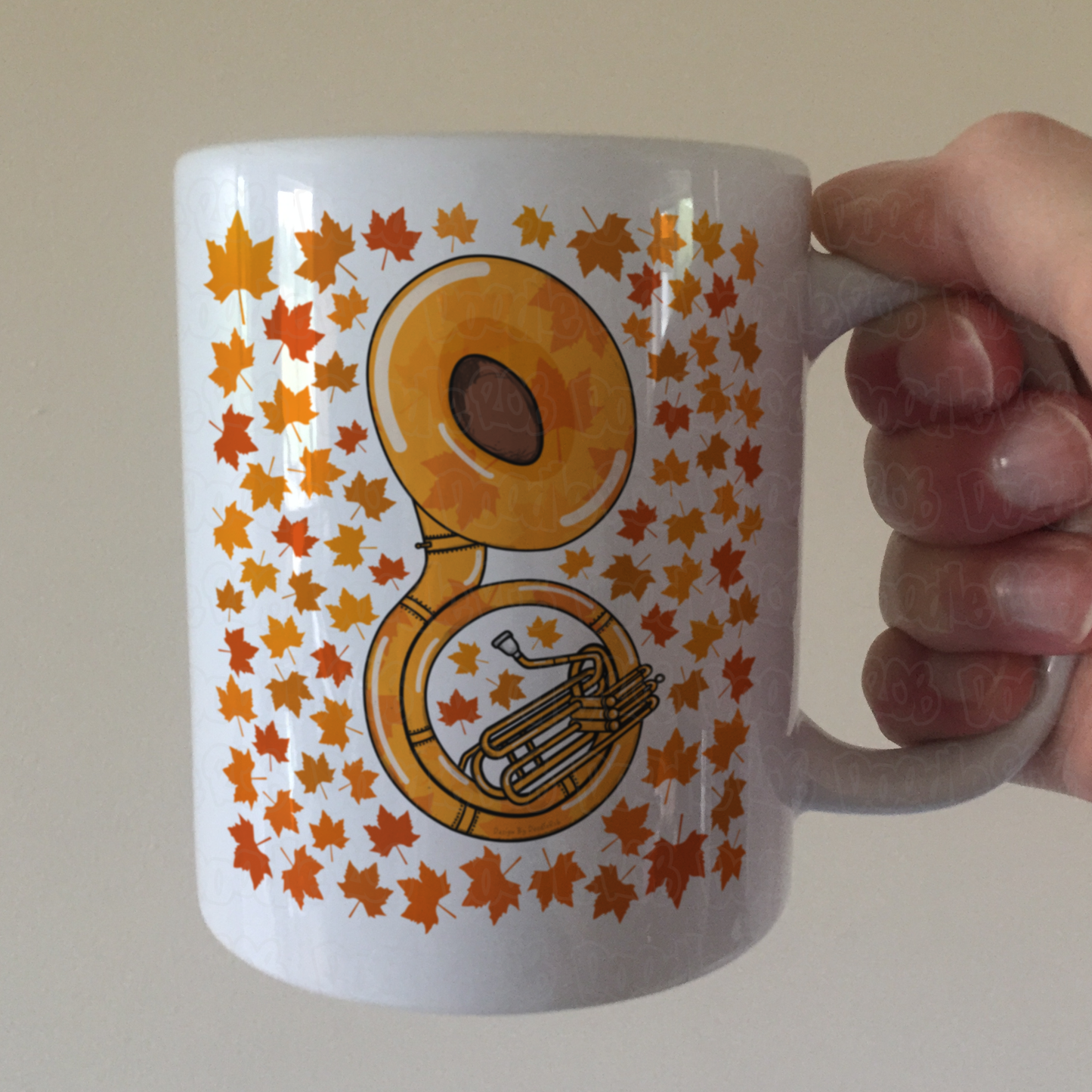 Autumn Sousaphone Mug (Leaves) - Gift For Sousaphonist - Brass Musician Gift For Fall or Thanksgiving