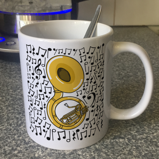 Sousaphone Musical Notes Mug - Gift For Sousaphonist - Brass Musician Gift