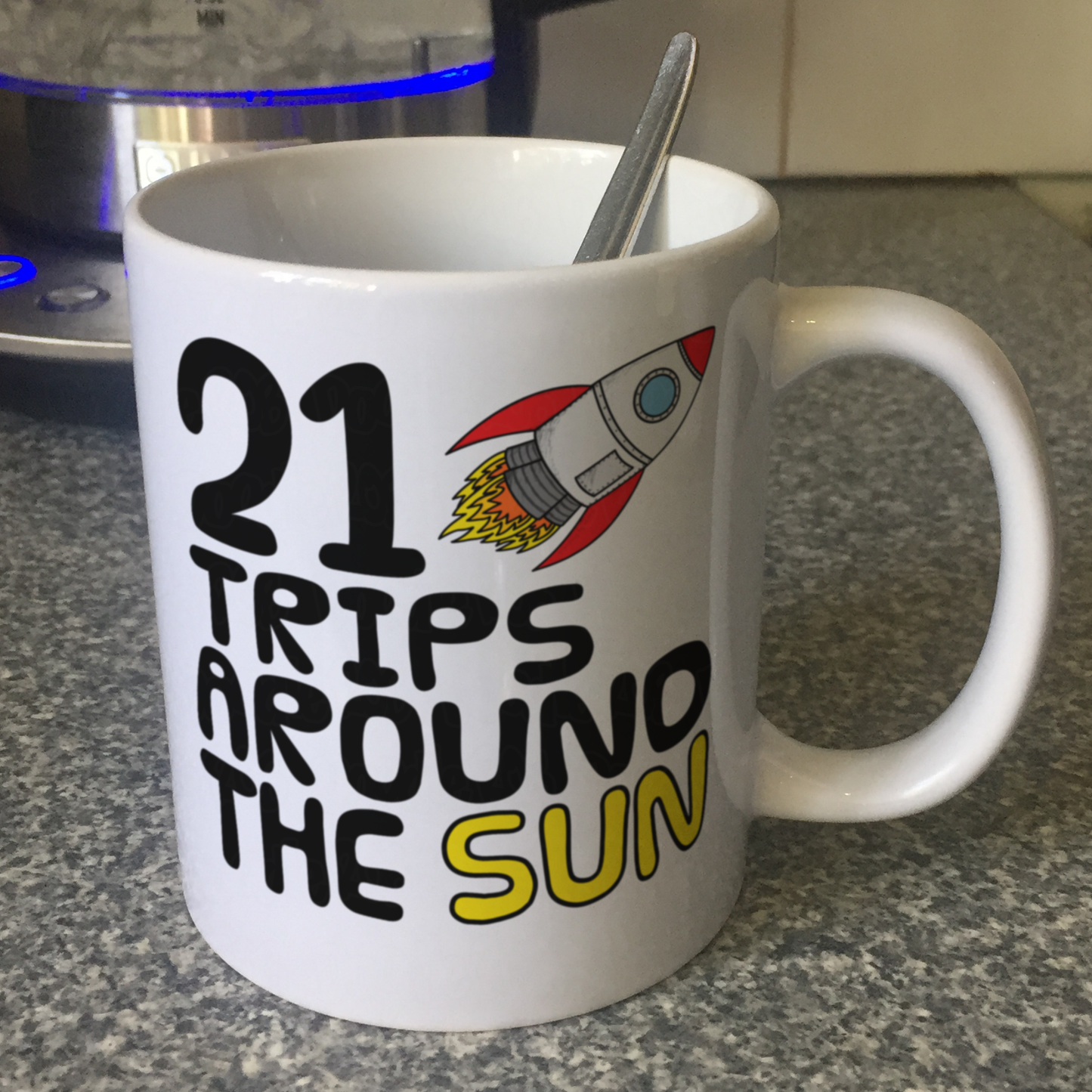 Space Rocket 21st Birthday Mug - I've Done 21 Trips Around The Sun - Funny 21st Birthday Gift