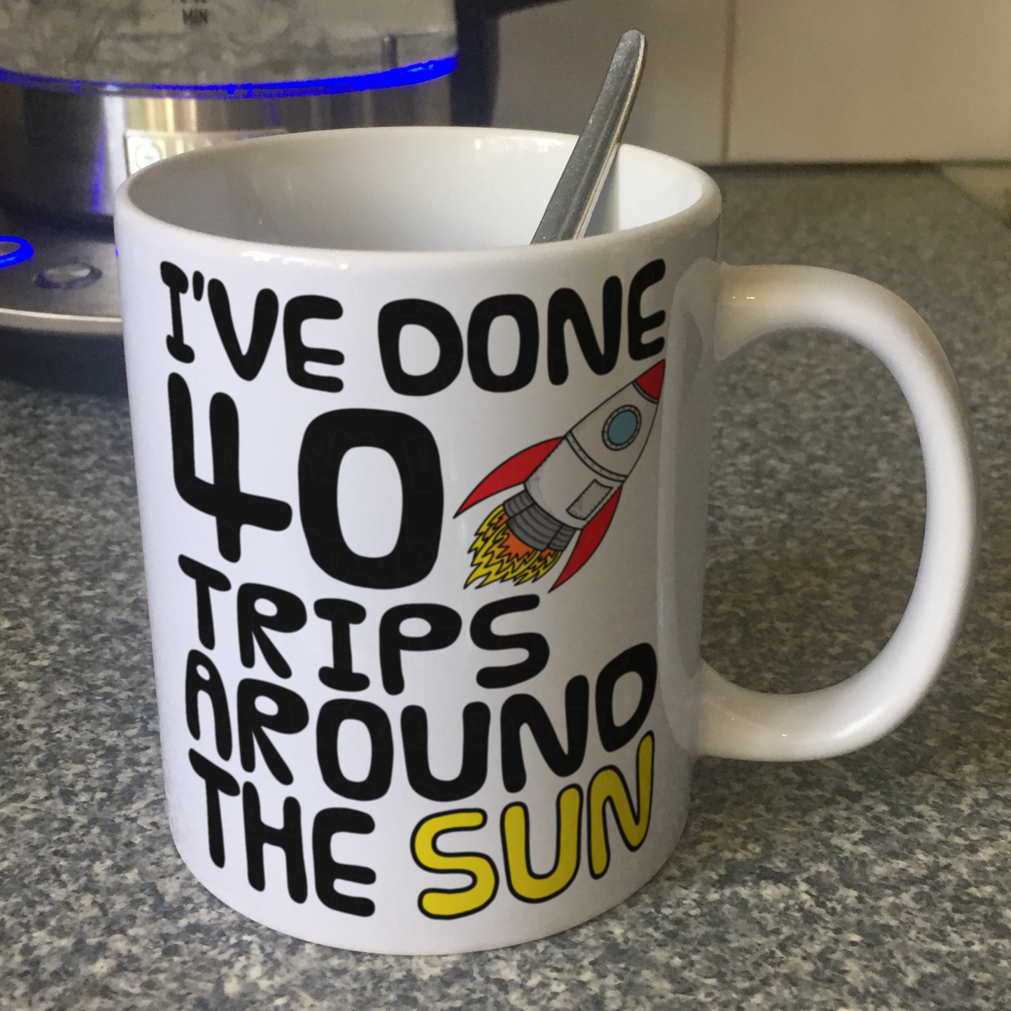 Space Rocket 40th Birthday Mug - I've Done 40 Trips Around The Sun - Funny 40th Birthday Gift