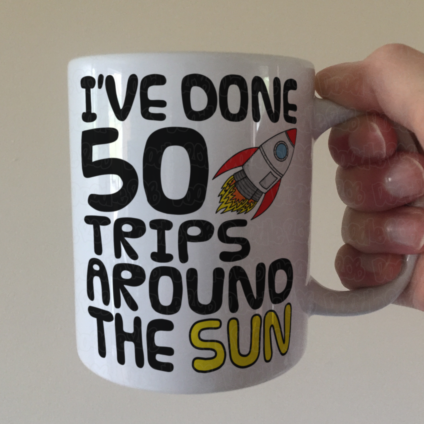 Space Rocket 50th Birthday Mug - I've Done 50 Trips Around The Sun - Funny 50th Birthday Gift
